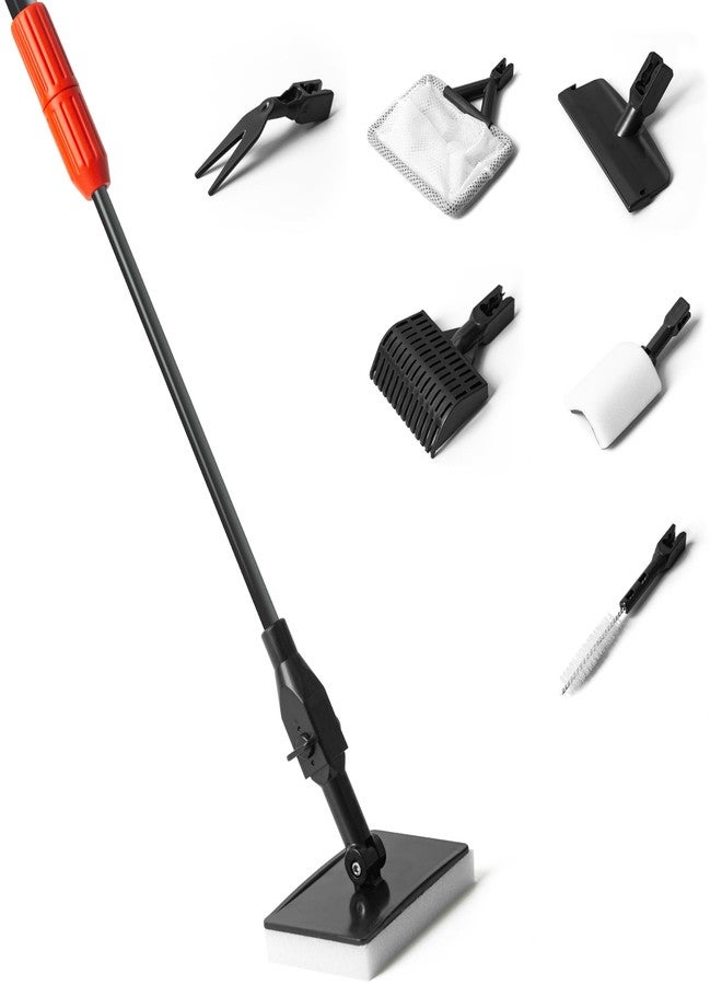 Amviner Aquarium Glass Cleaner, 7 in 1 Algae Remover for Fish Tank, Aquarium Cleaning Kit with Long Handle, Aquarium Net, Algae Scraper, Sponge Brush - Image 1